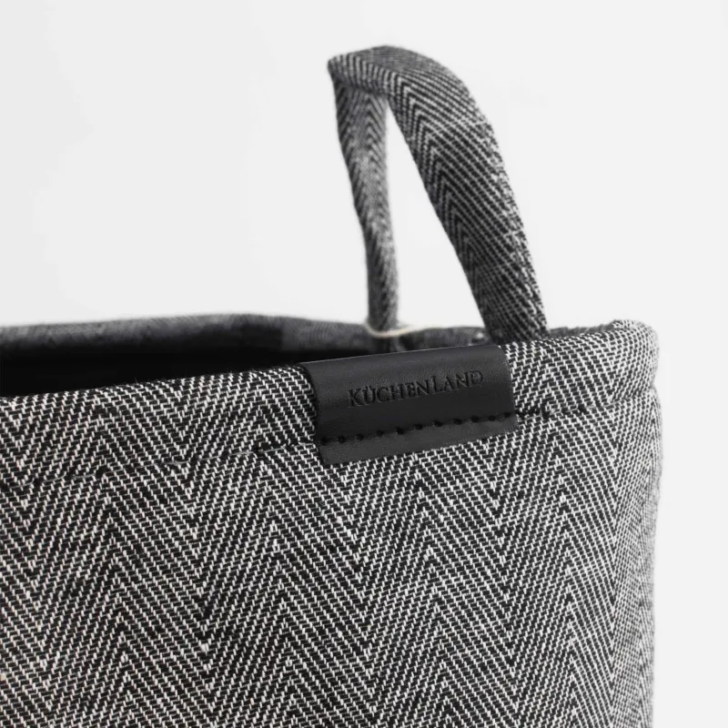 Laundry storage bag, 35x25x40 cm, with handles, polyester, rectangular, Grey, Navy, image-4