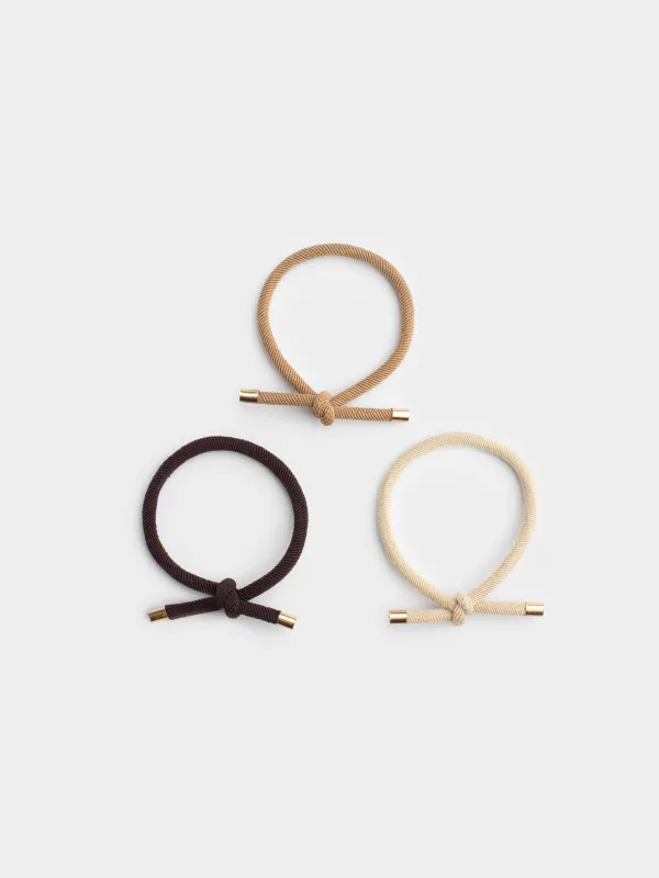 Elastic band for hair, 5 cm, 3 pcs, Polyester, Knot, Knot, image-0