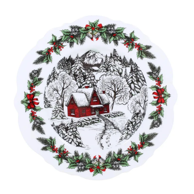 Dessert plate, 20 cm, 2 pcs, porcelain N, white, House in the forest, Forest house, image-2