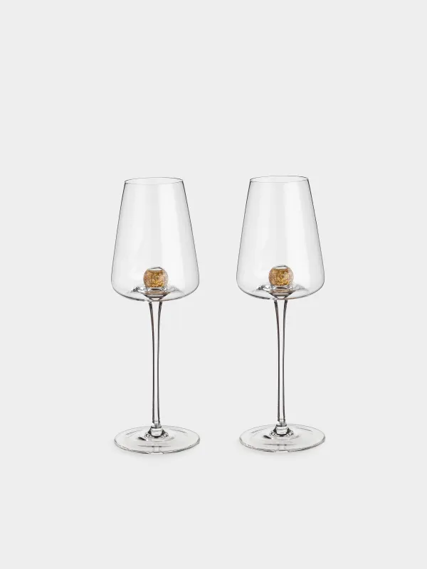 Drinking glass, 350 ml, 2 pcs, Crystal glass, Amber ball, Sorento, image-0