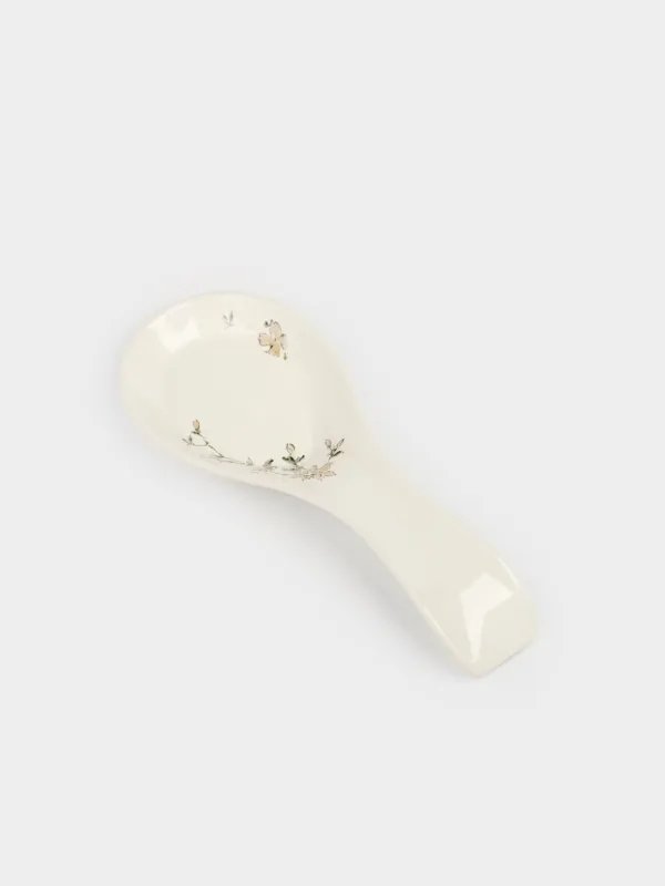 Spoon stand, 25 cm, ceramic, milky, Flowers, Florin, image-2