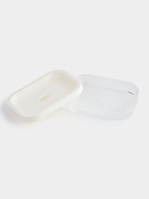 Soap dish, 12x9 cm, plastic / acrylic, rectangular, milky, Eleos, image-5