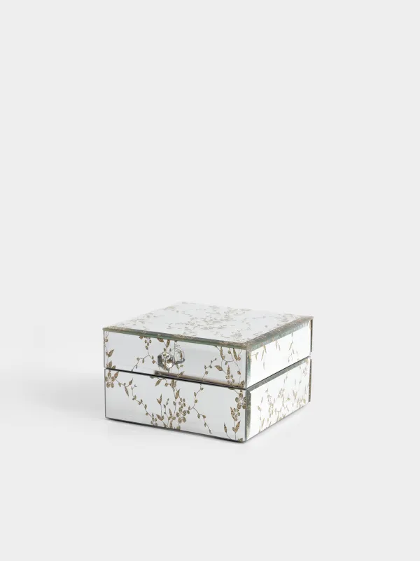 Jewelry box, 13x8 cm, glass, Mirror, Branches, Glossy, image-0