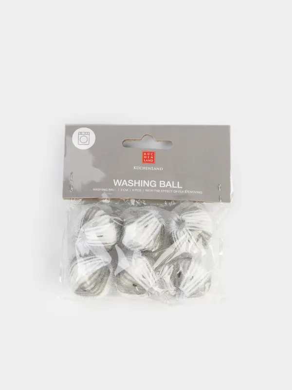 Washing ball, 3 cm, 6 pcs, with the effect of collecting wool, nylon, gray, Washing ball, image-4