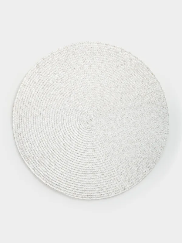 Placemat, 38 cm, polyester, round, milky, Ring mix, image-0