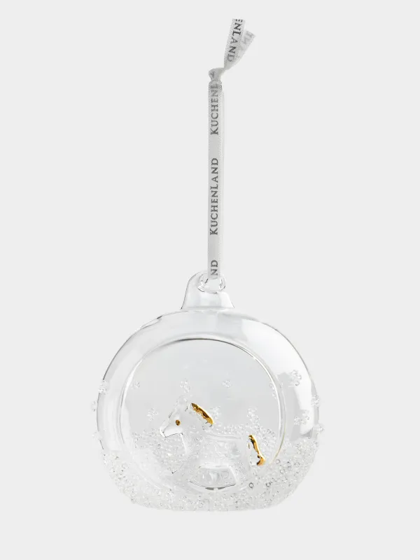 Christmas tree toy, 8 cm, glass, Horse in a ball, Ball shape, image-1