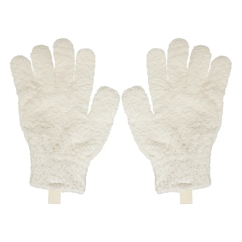 Body wash glove, 21 cm, 2 pcs, exfoliating, polyester, milk, Unique spa, image-0
