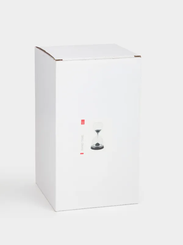 Hourglass, 17 cm, 1 minute, magnetic, on a stand, glass / wood, gray, Sand time, image-2