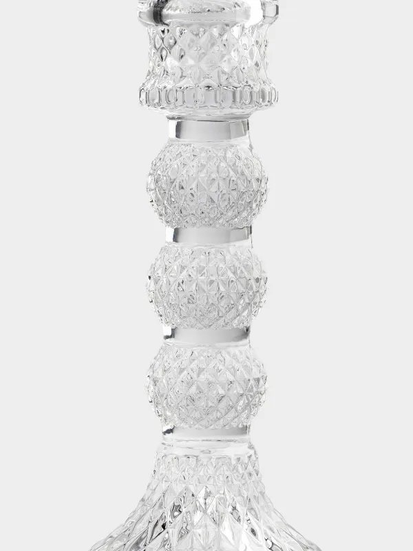 Candle holder, 16 cm, for one candle, on a leg, glass, Naiad, image-4