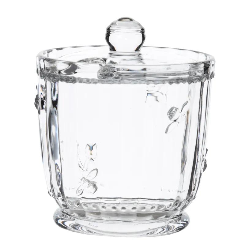 Sugar bowl, 12 cm, 370 ml, with spoon, glass R / steel, Honey, image-2