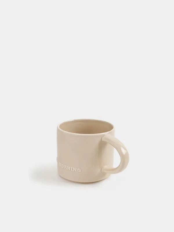 Mug, 450 ml, ceramics, beige, Good morning, Great day, image-4
