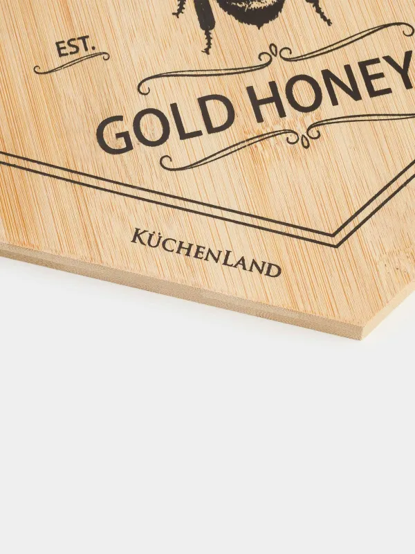 Cutting board, 25x22 cm, bamboo, hexagonal, Bee, Honey, image-5