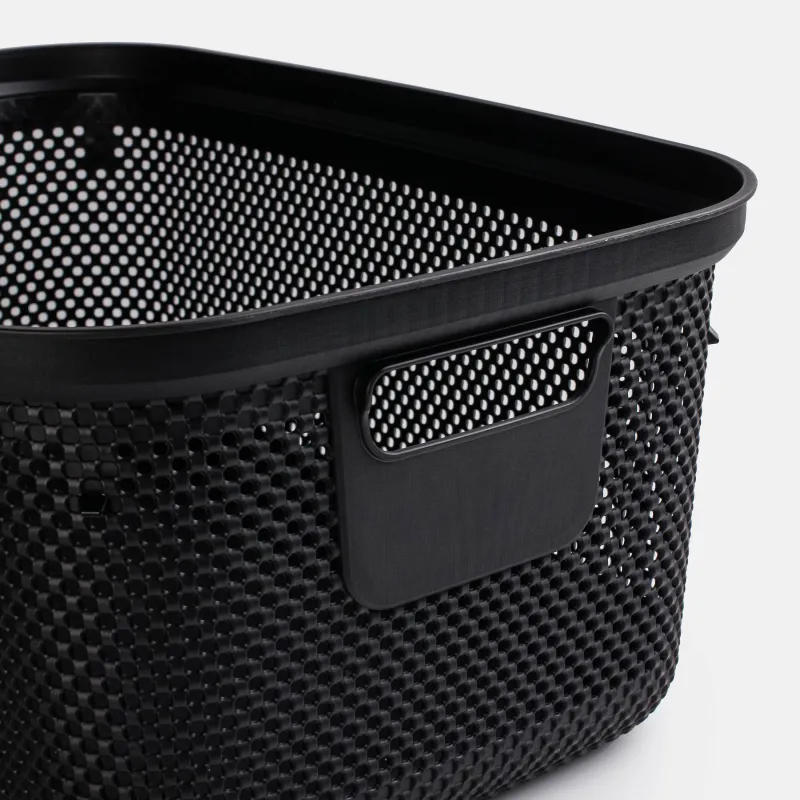 Laundry basket, 52x35x22 cm, with handles, plastic, rectangular, black, Nickel, image-4