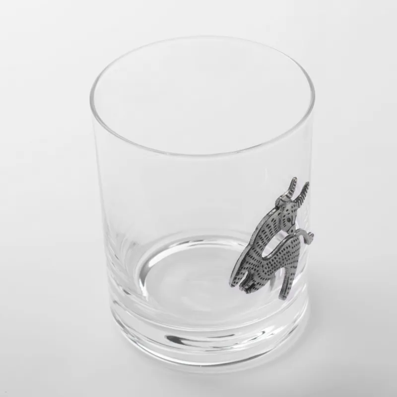 Whiskey glass, 10 cm, 340 ml, glass / metal, silver, Taurus, Zodiac, image-2