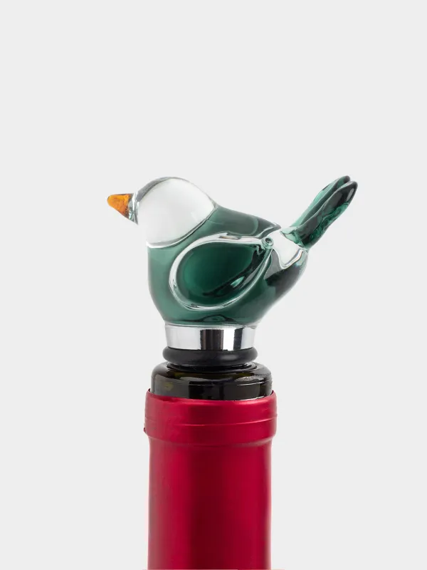 Bottle stopper, 10 cm, metal / Glass, Blue Bird, Birds, image-3