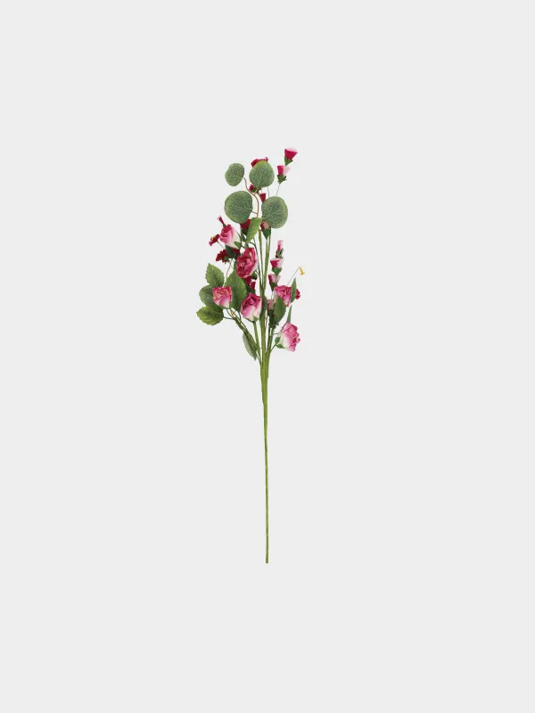 Decorative branch, 76 cm, paper / polyester, Red flowers, Flower garden, image-0