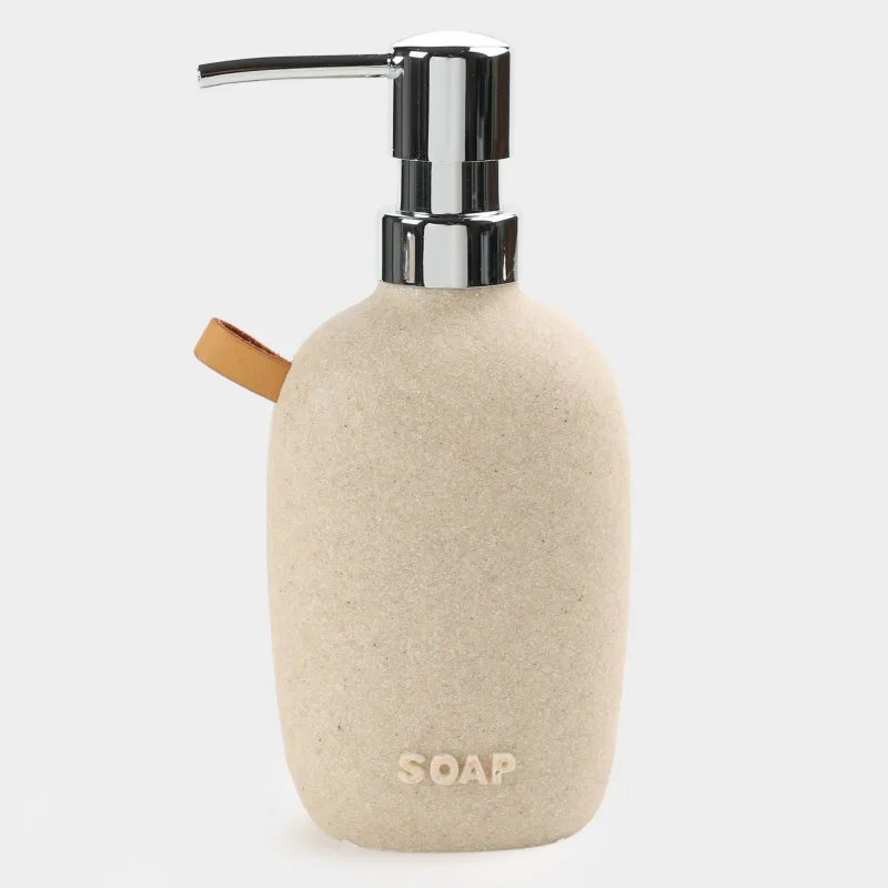 Liquid soap dispenser, 280 ml, polyresin / plastic, beige, speckled, Dune