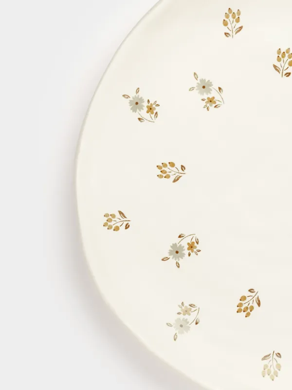 Dish, 23 cm, ceramic, milk, Vintage flowers, La flore, image-3