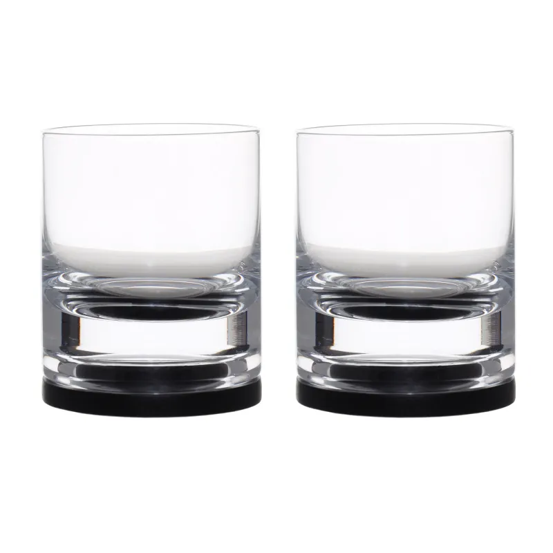 Drinking glass, 10 cm, 340 ml, 2 pcs, on a stand, glass / wood, Clear, image-0