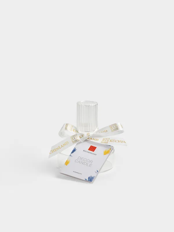 Candlestick, 8x9 cm, for a thin candle, on a leg, with dried flowers, glass, Decor candle, image-2