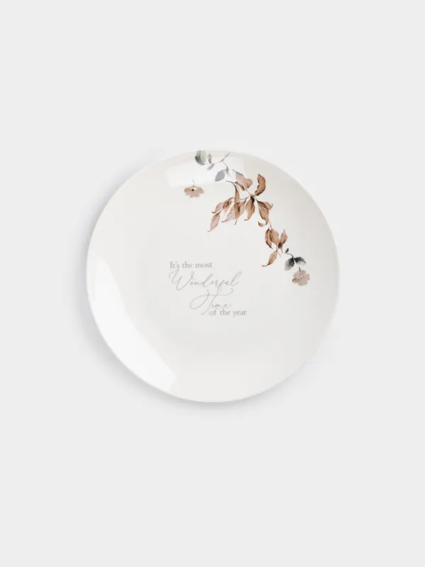 Snack plate, 20 cm, 2 pcs, porcelain N, Autumn flowers, Refined floral, image-2