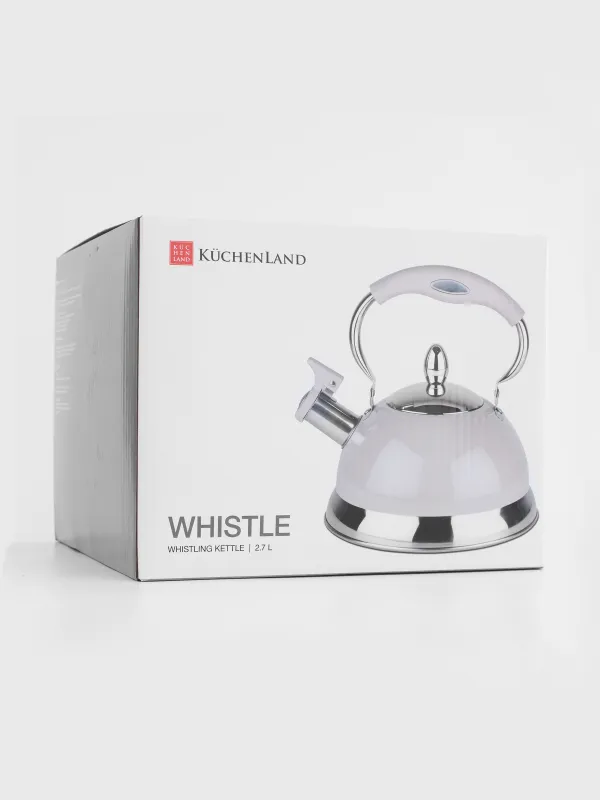 Teapot, 2.7 L, with whistle, steel, grey, Whistle, image-5