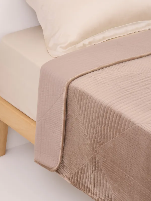 Bedspread, 220x240 cm, quilted, velvet/microfiber, brown, Rhombuses, Stitch velvet, image-1