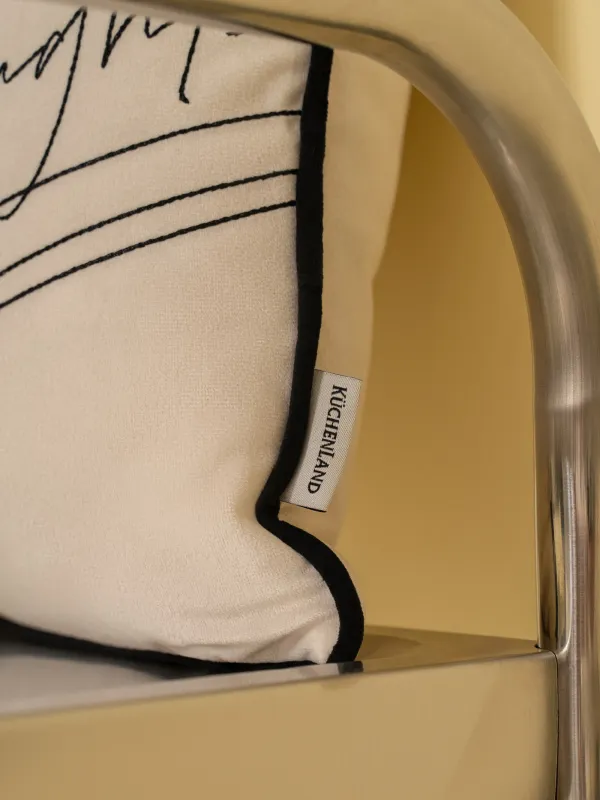 Decorative pillow, 45x45 cm, velvet, milky, Art is a line around your thoughts, Scroll, image-4