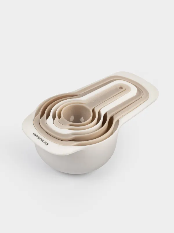Measuring spoon set, 6 pcs, plastic, beige-cream, Bakery