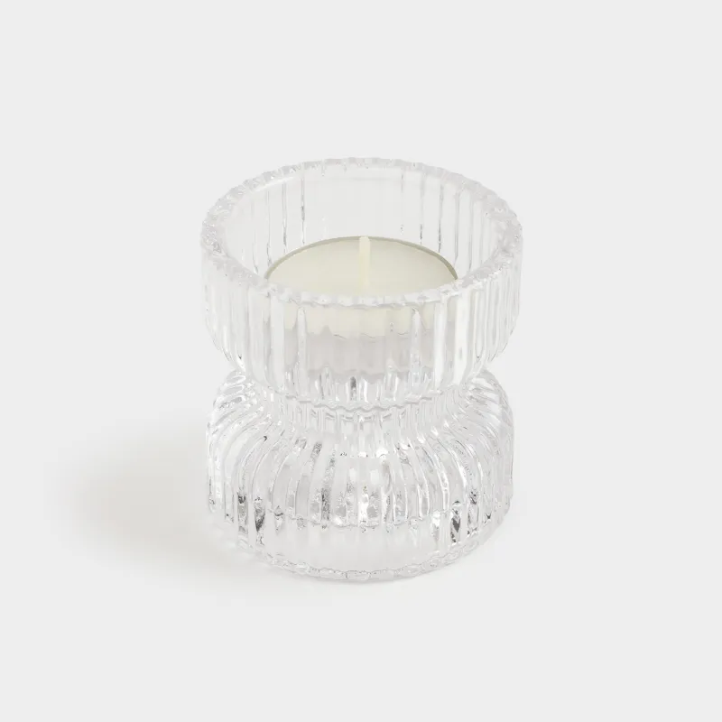 Candlestick, 6 cm, for thin / tea candles, glass, Ribedic, image-4