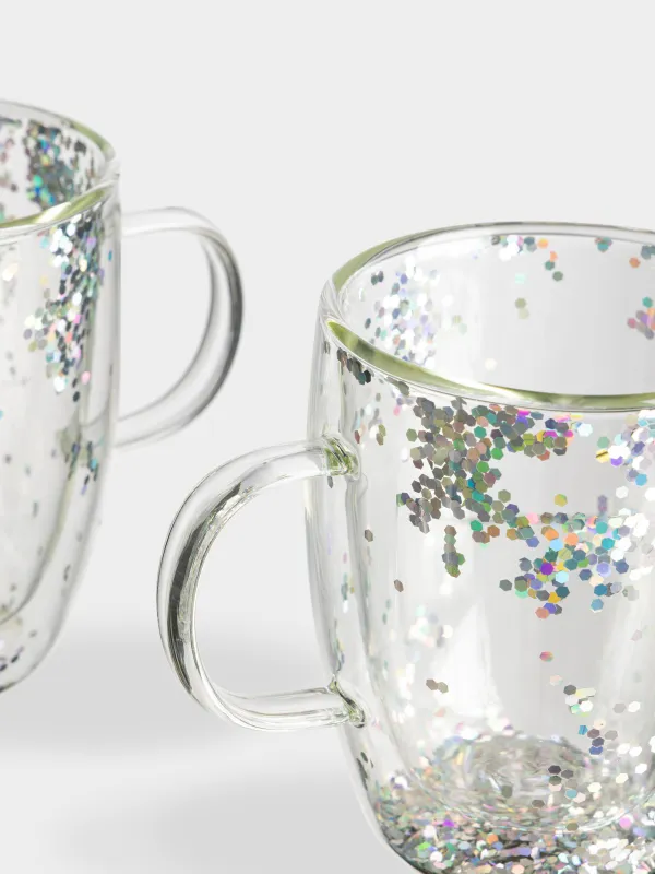 Mug, 290 ml, 2 pcs, glass B, with silver glitter, Air sparkly, image-3
