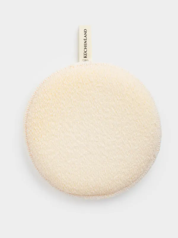 Face and body washcloth, 13 cm, with holder, nylon / cotton, beige, Unique spa, image-0