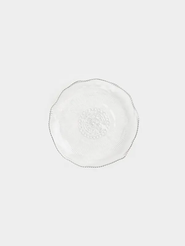 Snack plate, 21 cm, glass R, with silver edging, Argos silver, image-0