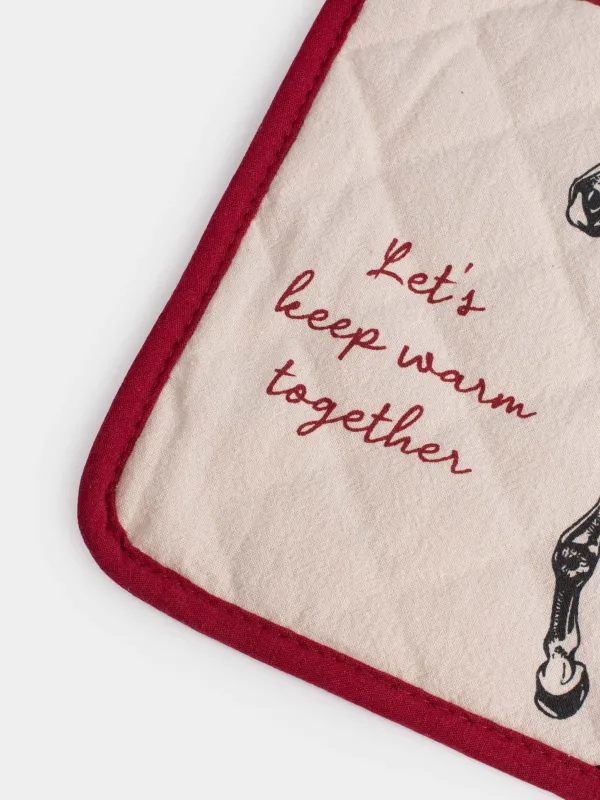 Potholder, 20x20 cm, cotton, grey-beige, Horse, Horse in scarf, image-5