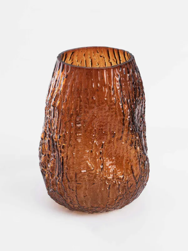 Flower vase, 24 cm, glass, brown, Frozen, image-0