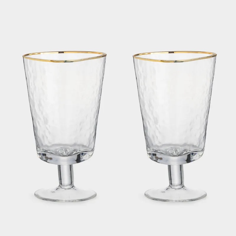 Drinking glass, 380 ml, 2 pcs, glass, golden edging, Triangle Gold