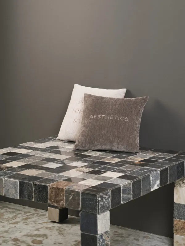 Decorative pillow, 45x45 cm, chenille/velvet, dark grey, Aesthetics, Chenille, image-6