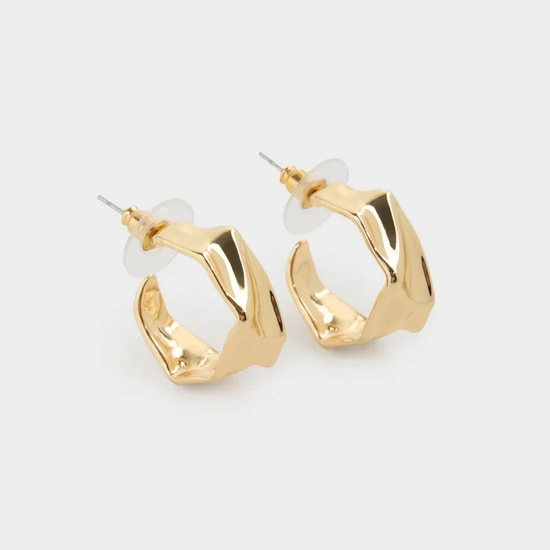 Stud earrings, 2 cm, 2 pcs, metal, gold, Jewelry