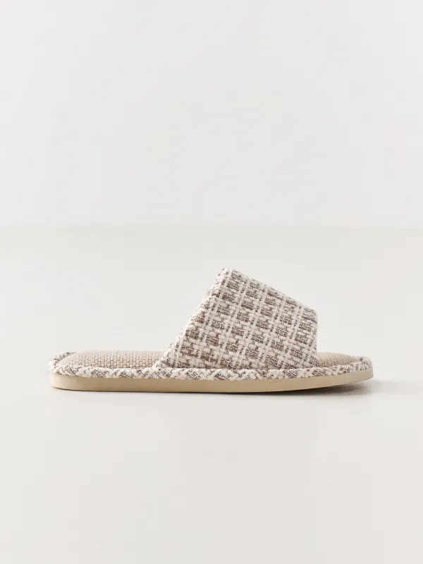 Women's slippers, homewear, size 36-37, Chenille, milky, Chenille, image-0