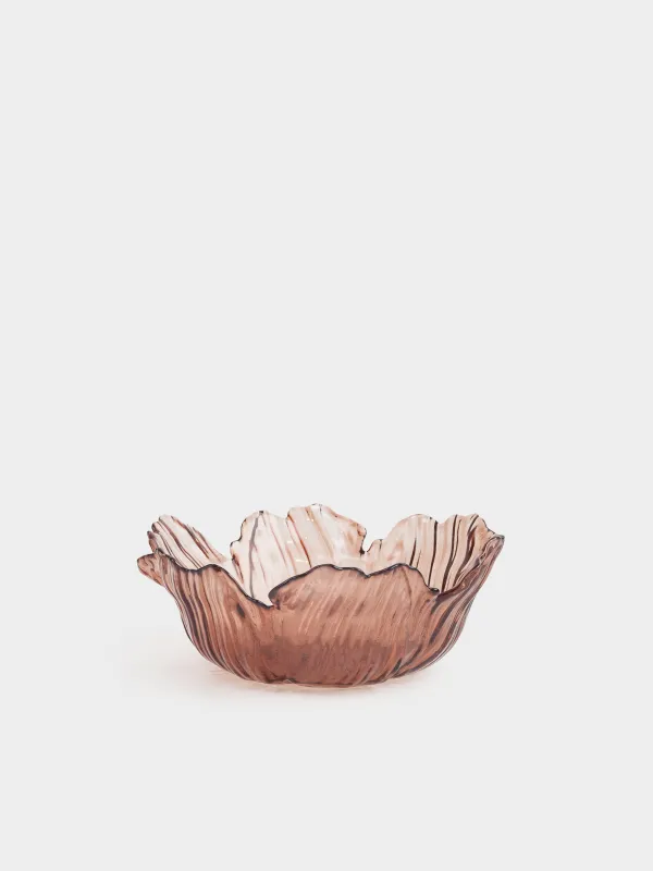 Salad bowl, 23x9 cm, 900 ml, glass, brown, Flower, Sahara, image-0