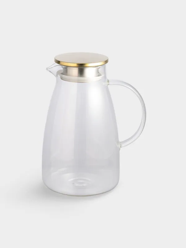 Jug, 2 l, with filter lid, glass B / steel, golden, Classic gold, image-0