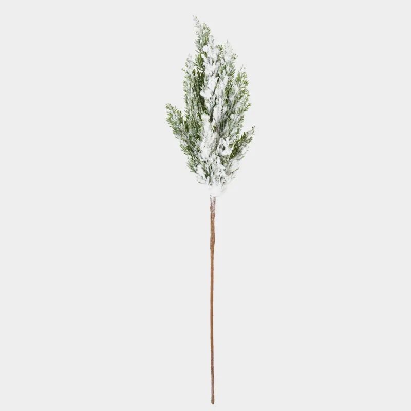 Decorative branch, 77 cm, polyethylene/paper, Snow-covered needles, Snowy decor