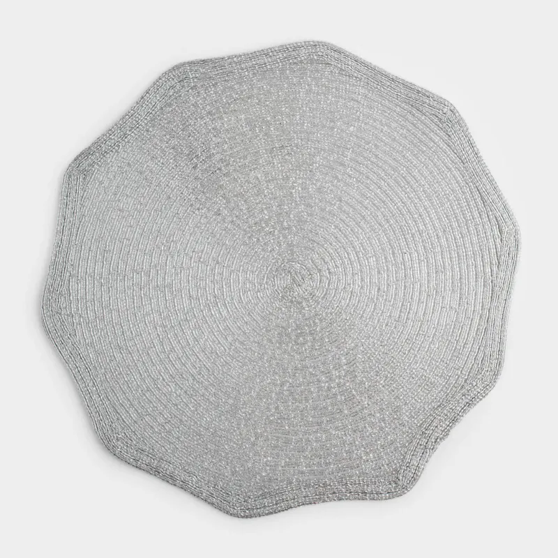 Placemat, 38 cm, polyester, curly, silver, Rotary shine