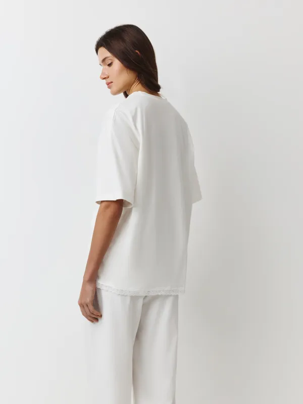 Women's T-shirt, homewear, size L, cotton, blue, Mirandea, image-3