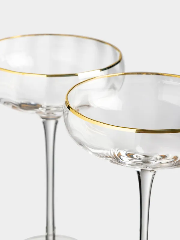 Drinking glass, 220 ml, 2 pcs, glass R, with golden edging, Filo R gold, image-3