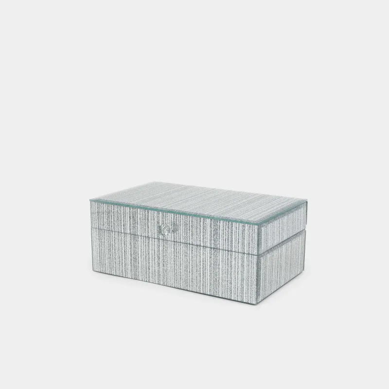 Jewelry box, 21x13 cm, glass, silver, Stripes, Actress