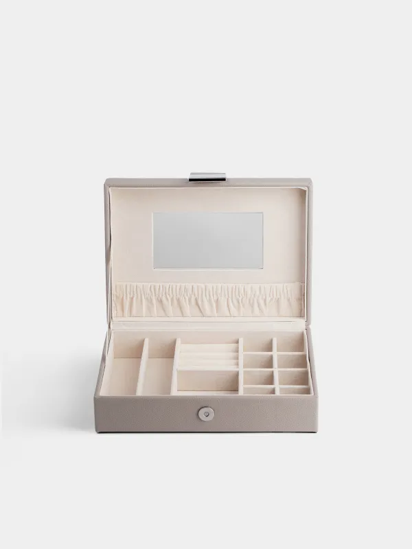 Jewelry box, 20x15 cm, with mirror, wood/PU leather, grey, Premiere one, image-3