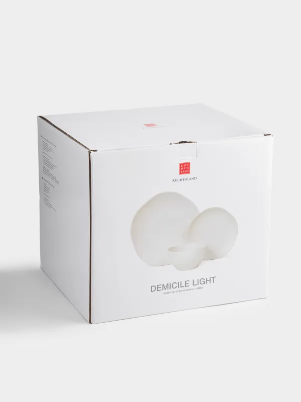 Dining set, 6 persons, 18 items, ceramic, milky, speckled, Uneven edge, Demicile light, image-7