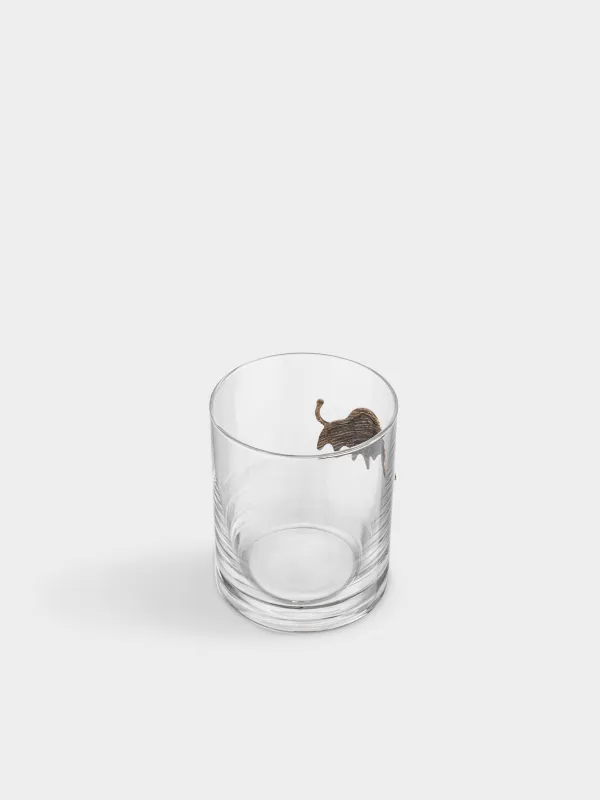 Drinking glass, 10 cm, 340 ml, glass/metal, golden, Taurus, Zodiac, image-3