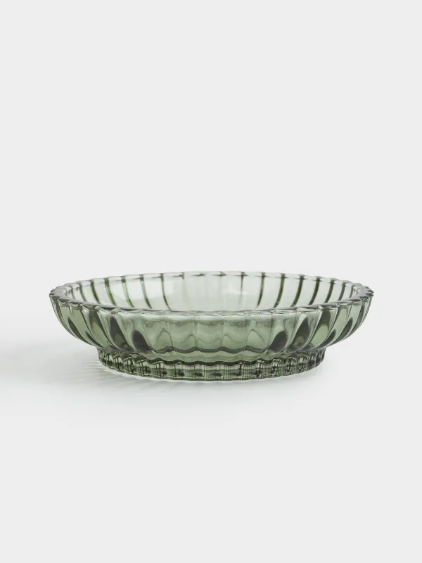 Soap dish, 11 cm, glass, oval, green, Artemis, image-0